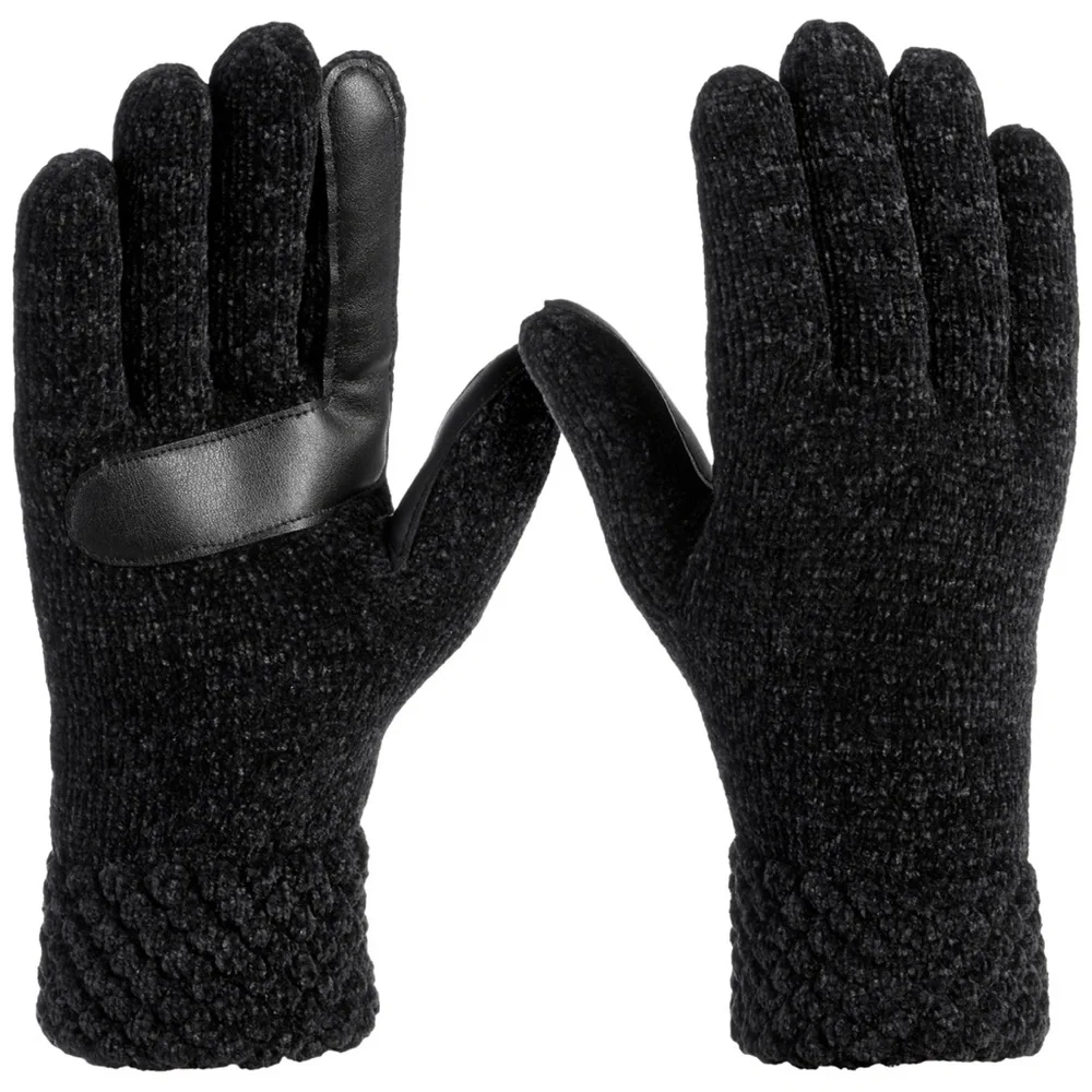 New - Isotoner Signature Women's Chenille Cable-Knit Gloves in Black - Picture 1 of 7